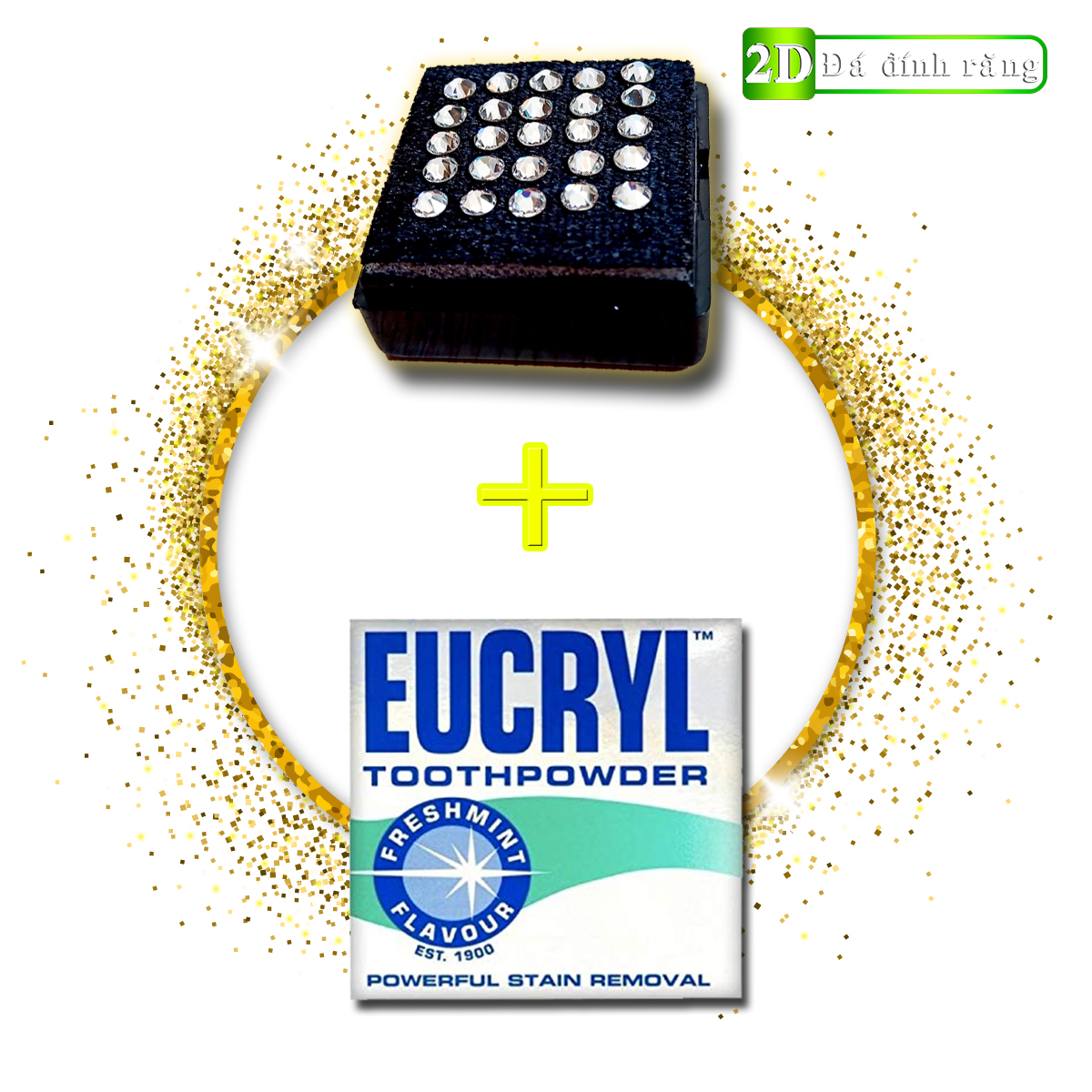 [HCM]Combo đá đính răng chân bằng 2.5ly (loại tự dán) + bột trắng răng thơm mát Eucryl
