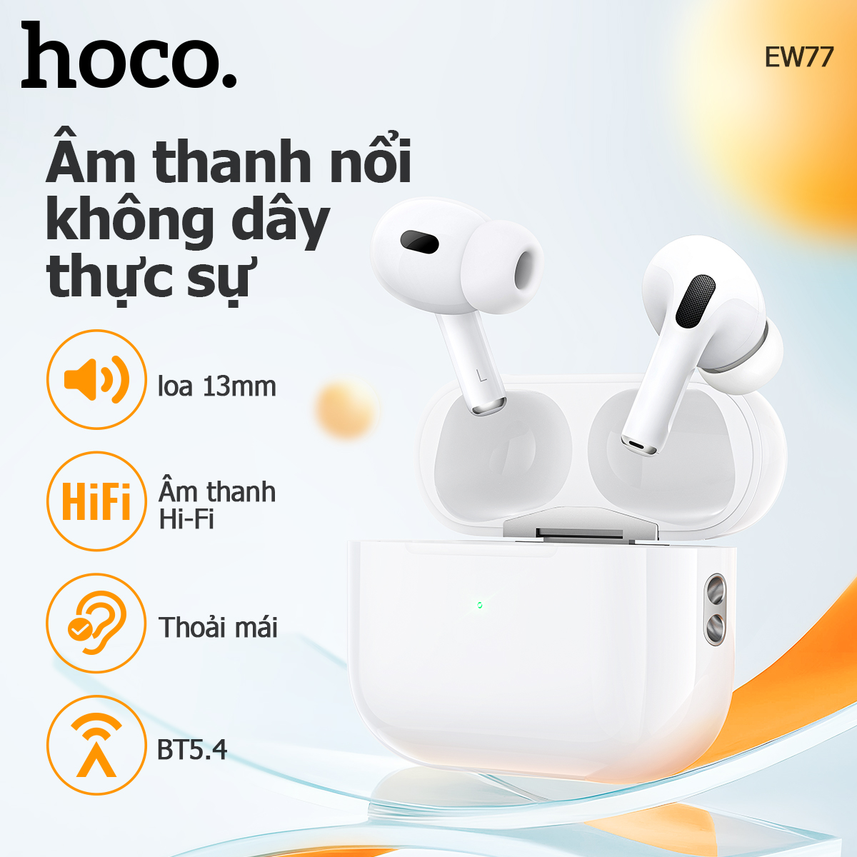  【100% ban đầu chính hãng HOCO EW77 TWS Tai nghe không dây thực sự Bluetooth Tai nghe Bluetooth5.4 có Mic trong tai Tai nghe thể thao âm thanh nổi cho tất cả điện thoại thông minh phổ thông 