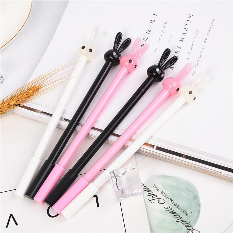 Bút đầu thỏ tai dài bút cute bút dễ thương bút kute viết gel màu đen - kho hàng tiện ích - giao màu ngẫu nhiên - combo 2 bút