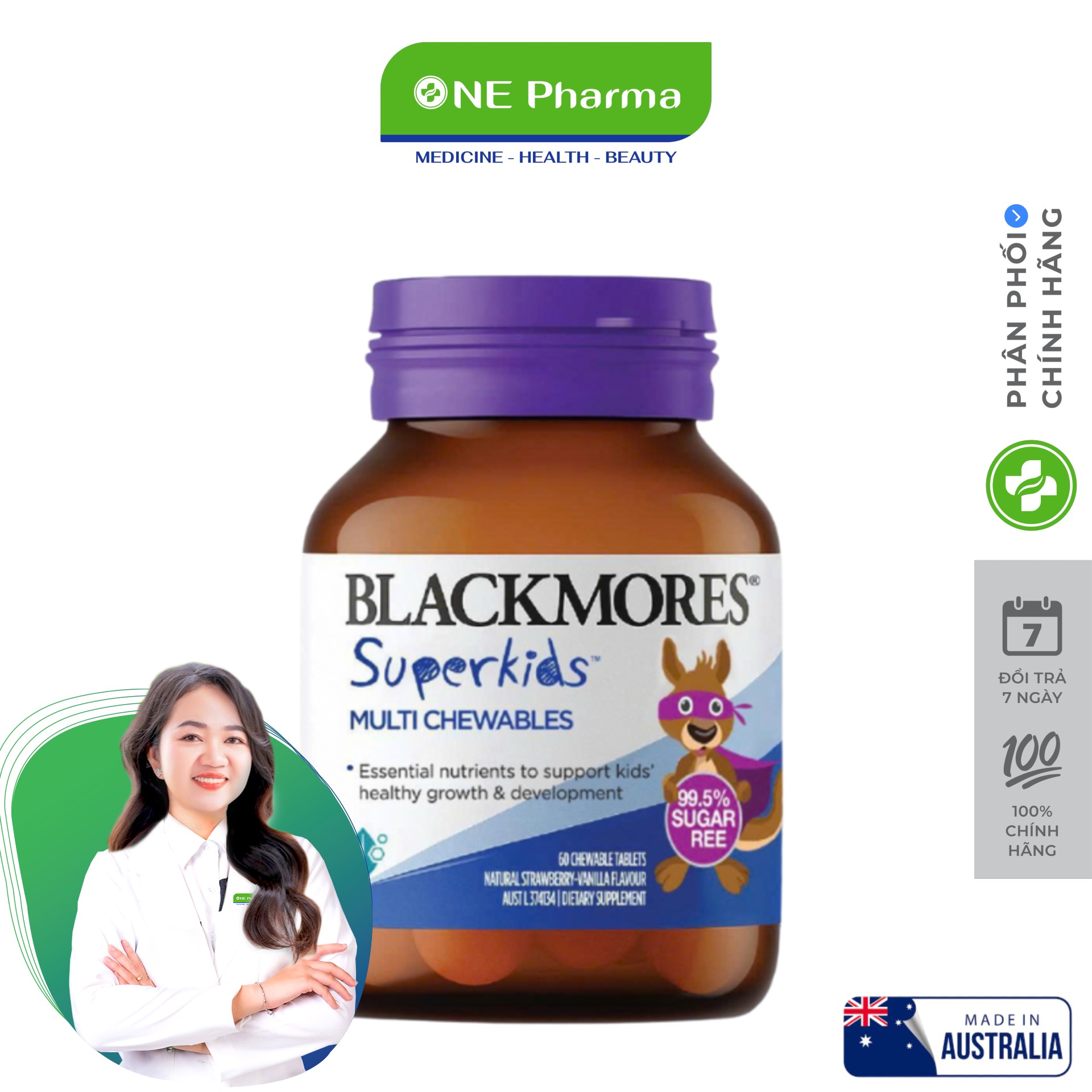 Viên Nhai Blackmores Super Kids Multi Chewable Bổ Sung Vitamin Và Khoáng Chất Cho Trẻ - 60 Viên