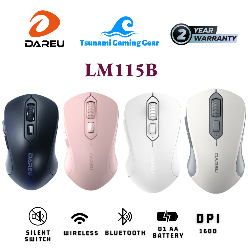 Chuột không dây dareu lm115b dual mode | silent switch | pin aa