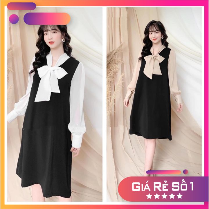 Váy đầm Yếm phong cách KOREA xinh xắn -Váy Bầu - Đầm Bầu yếm rời phối yếm rời xinh xắn, trẻ trung