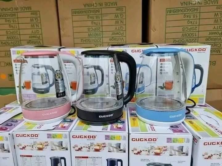 Ấm siêu tốc cuckoo st16 thủy tinh 2 lít, bình đun nước siêu tốc trong suốt, công suất 1500w, tự ngắt khi sôi.