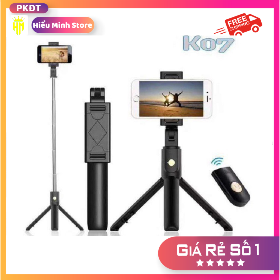 Gậy chụp hình ảnh K07 Tripod 3 chân đa năng, kèm điểu khiển bluetooth