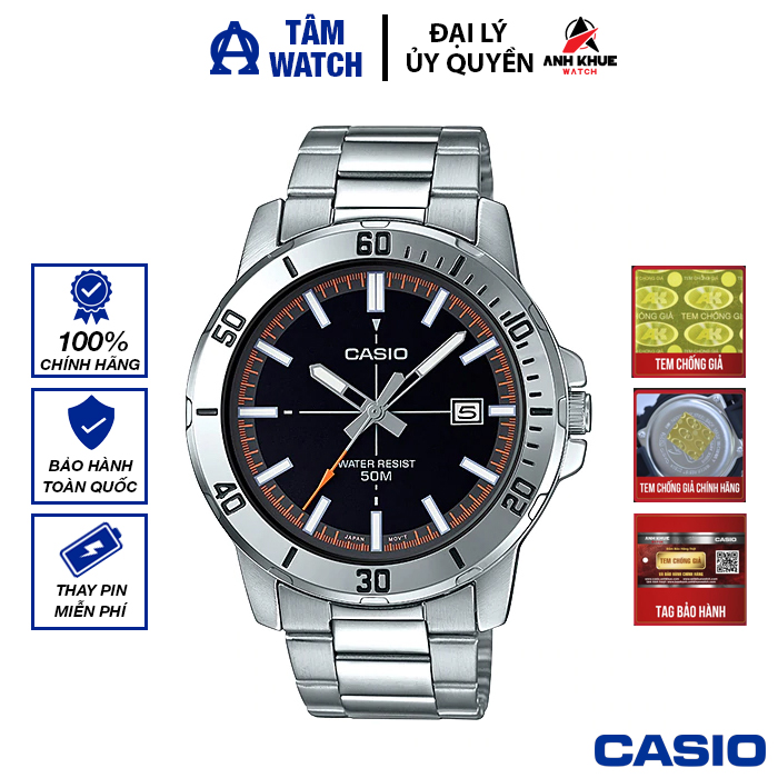 Đồng hồ nam dây kim loại casio standard chính hãng anh khuê mtp-vd01d-1e2vudf