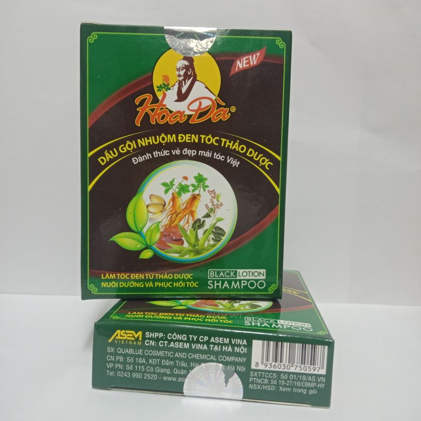 Nhuộm đen tóc thảo dược Hoa Đà hộp 3 gói
