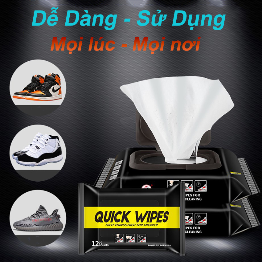 Gói 30 Khăn Giấy Lau Giày QUICK WIPES Đa Năng,Khăn lau giày đa năng làm sạch vết bẩn,vết dơ trên giày và quần áo..Shop THỜI TRANG HÀ THÀNH KL01