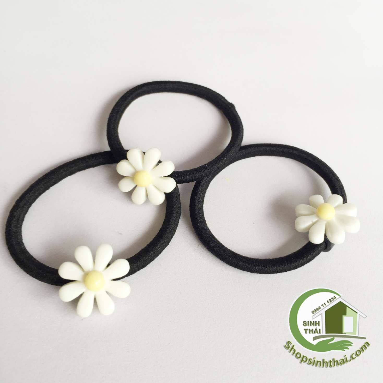 [HCM]Dây thun cột tóc đính bông hoa cúc trắng