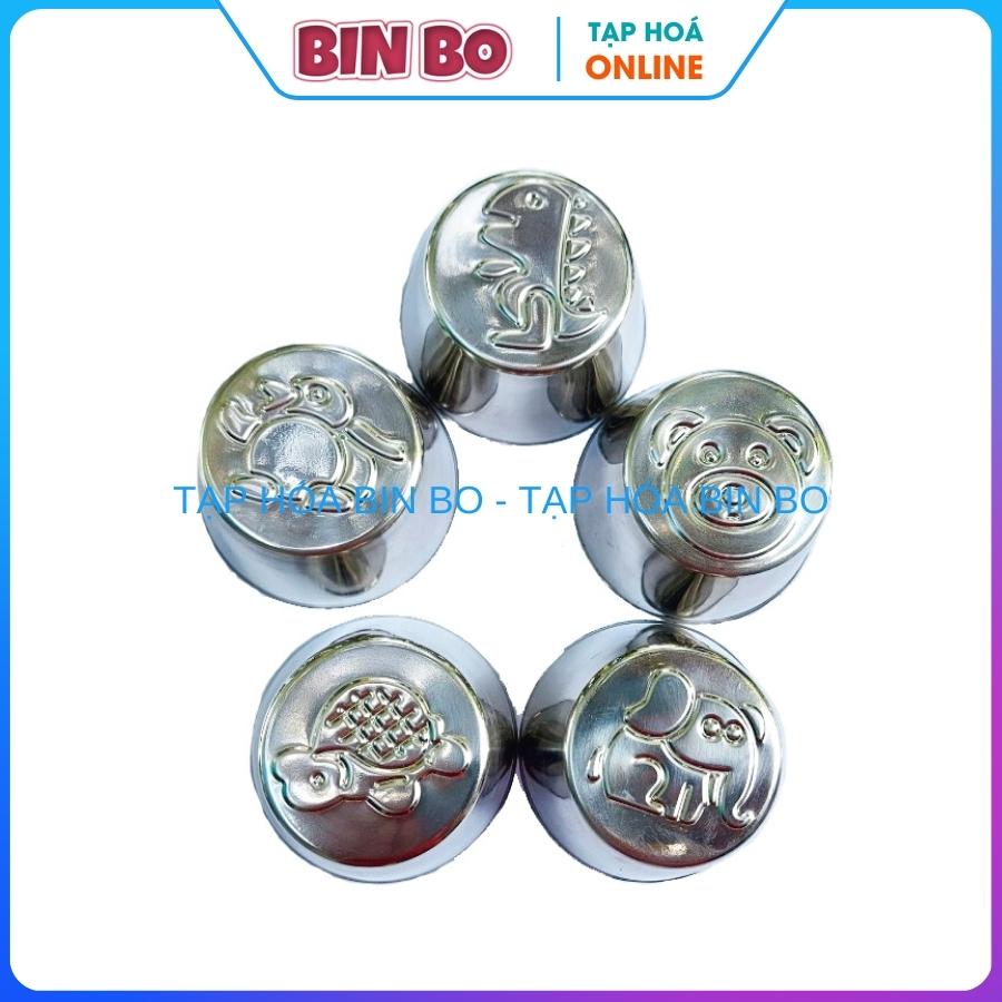 Combo 5 Khuôn bánh flan inox 304 cao cấp khuôn rau câu cupcake da lợn hình thú có nắp đậy
