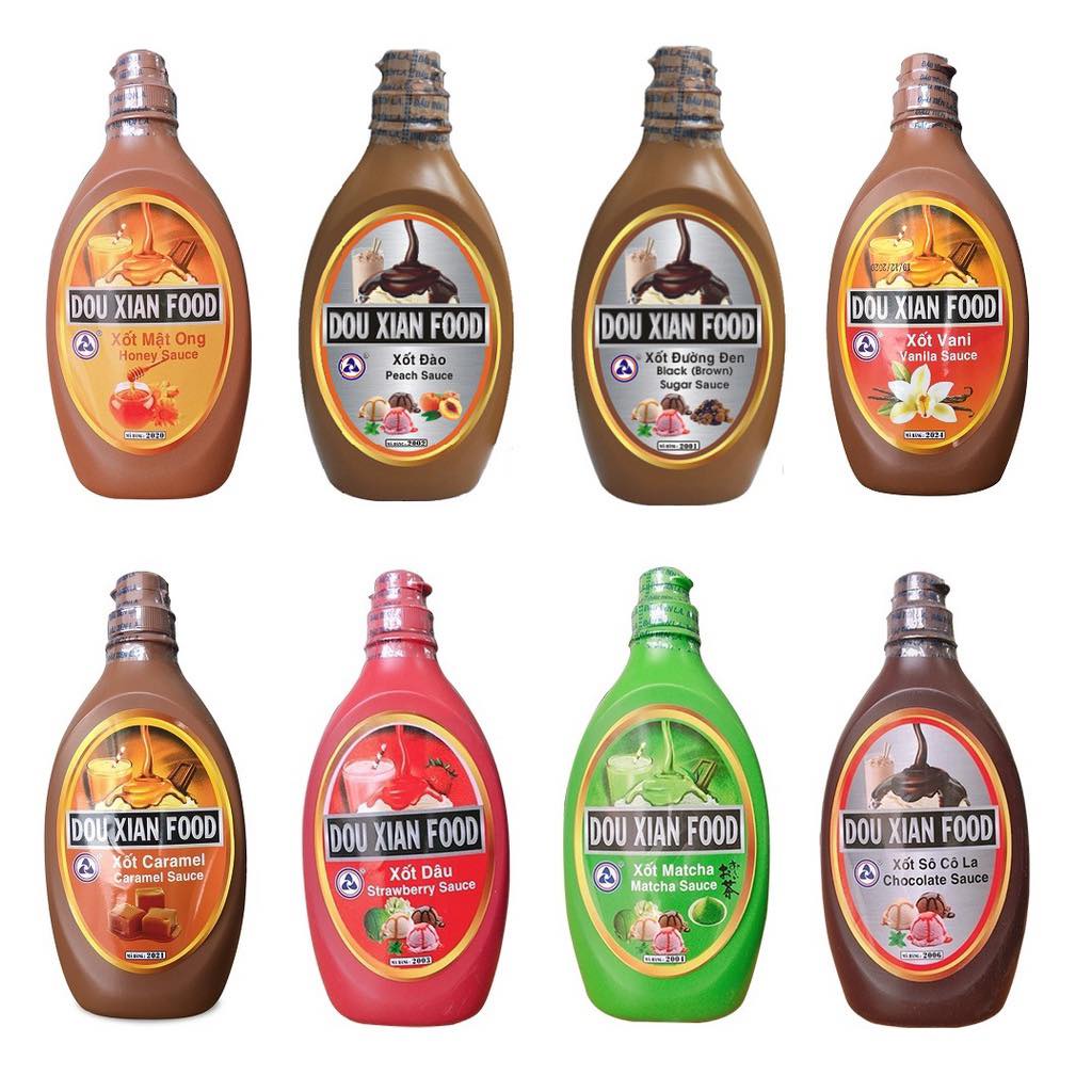 Sốt douxian chai 700ml đủ vị caramel/ socola - sốt topping thơm ngon - nguyên liệu trà sữa