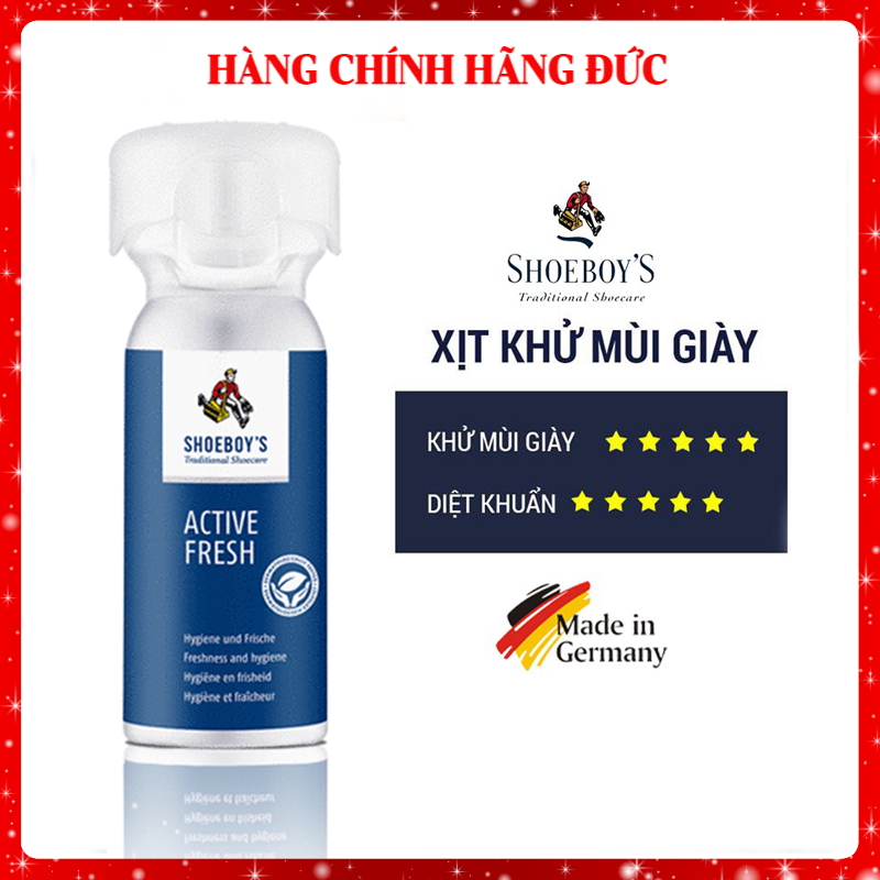 Xịt Khử Mùi Giày Shoeboy's Active Fresh Nhập Khẩu Đức Mùi Thơm Thiên Nhiên Diệt Khuẩn Khử Mùi Hôi Giày Da Vận Động Chơi Thể Thao Đi Giày Tây Nhiều
