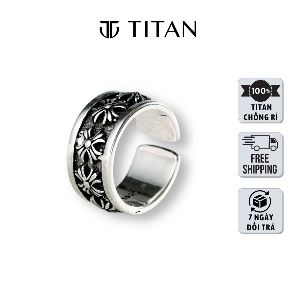 Nhẫn nam nữ CH thời trang, nhẫn Chrome Hearts bông hoa thị Iris unisex freesize màu đẹp như bạc 925 TITAN