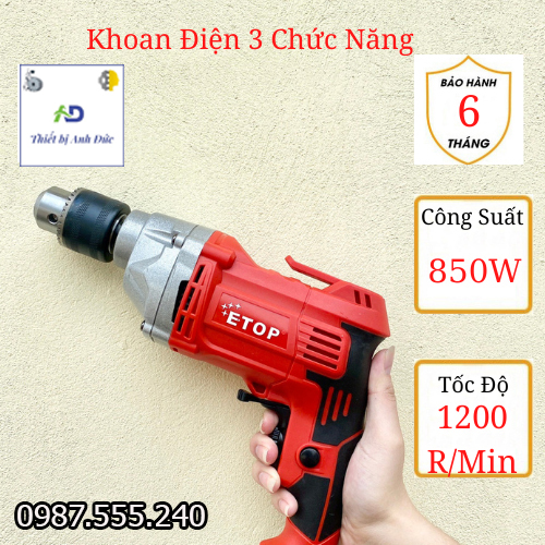 Hot máy khoan 13ly etop xh-13a công suất 850w - lõi đồng 100%