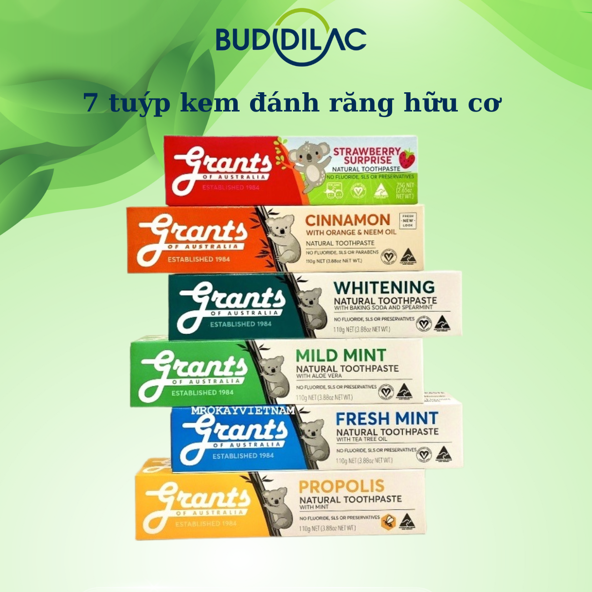 Kem đánh răng hữu cơ Grants of Australia 110g - KĐR người lớn