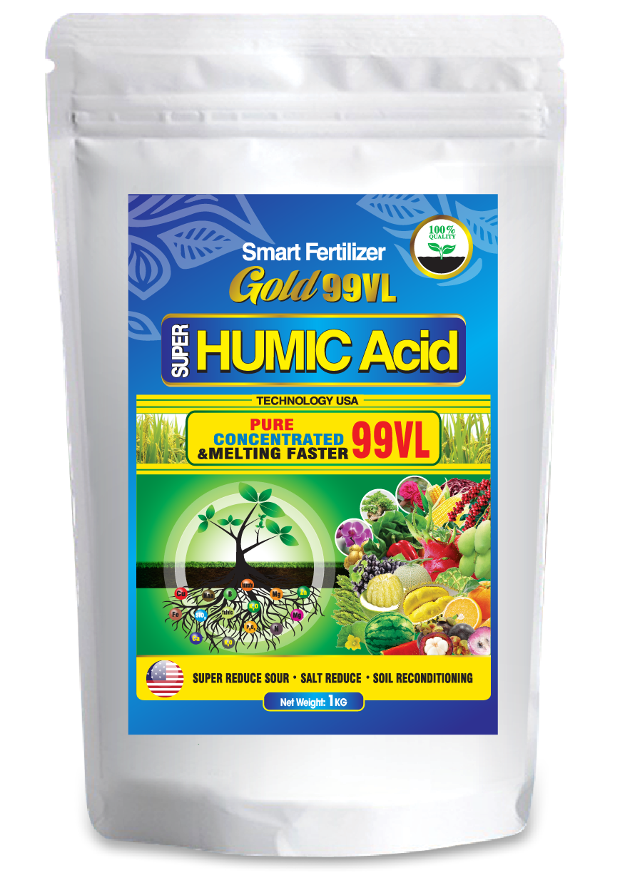 Phân bón sinh học Super Humic Acid 99VL  Kích thích rễ - Thân mập - Nảy chồi ra lá (1kg)