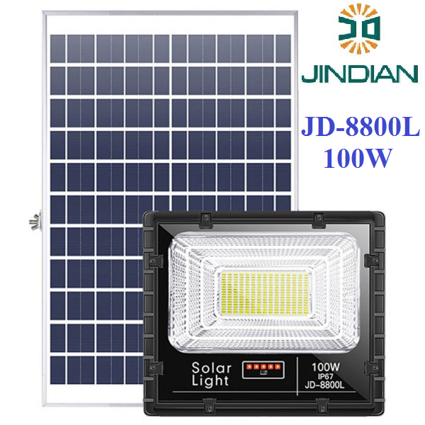Đèn Năng Lượng Mặt Trời 100W JINDIAN JD8800L - Model 2021 | BẢO HÀNH 2 NĂM | Thời gian chiếu sáng 10-12h, có điều khiển từ xa. Tiết kiệm điện năng, an toàn khi sử dụng