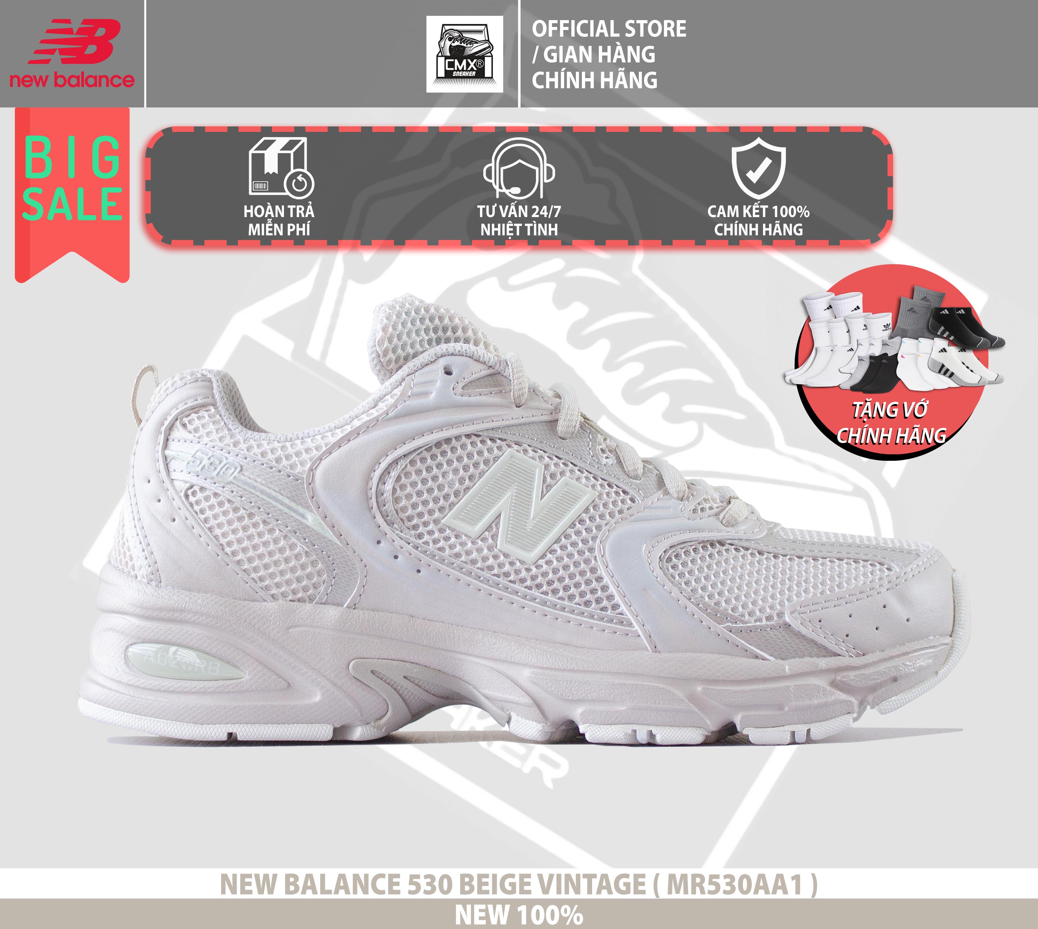 Giày new balance 530 beige vintage - authentic 100%