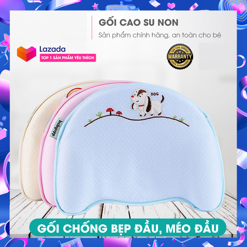 Gối Cho Trẻ Sơ Sinh An Toàn, Chính Hãng Gối cao su non chống méo đầu, bẹp đầu, nghẹo cổ, còm lưng ... Cho Trẻ Sơ Sinh Chất Lượng Cao, Gối Trẻ Em 100% Cao Su Thiên Nhiên Cao Cấp