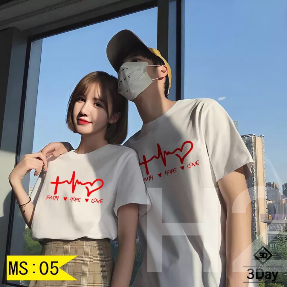 [SIÊU HIT HOT] Áo thun cặp đôi nam nữ in hop e nhịp tim, KIỀU ANH FASHION chuyên phối set quần áo, áo thun nam nữ, áo đôi, áo gia đình