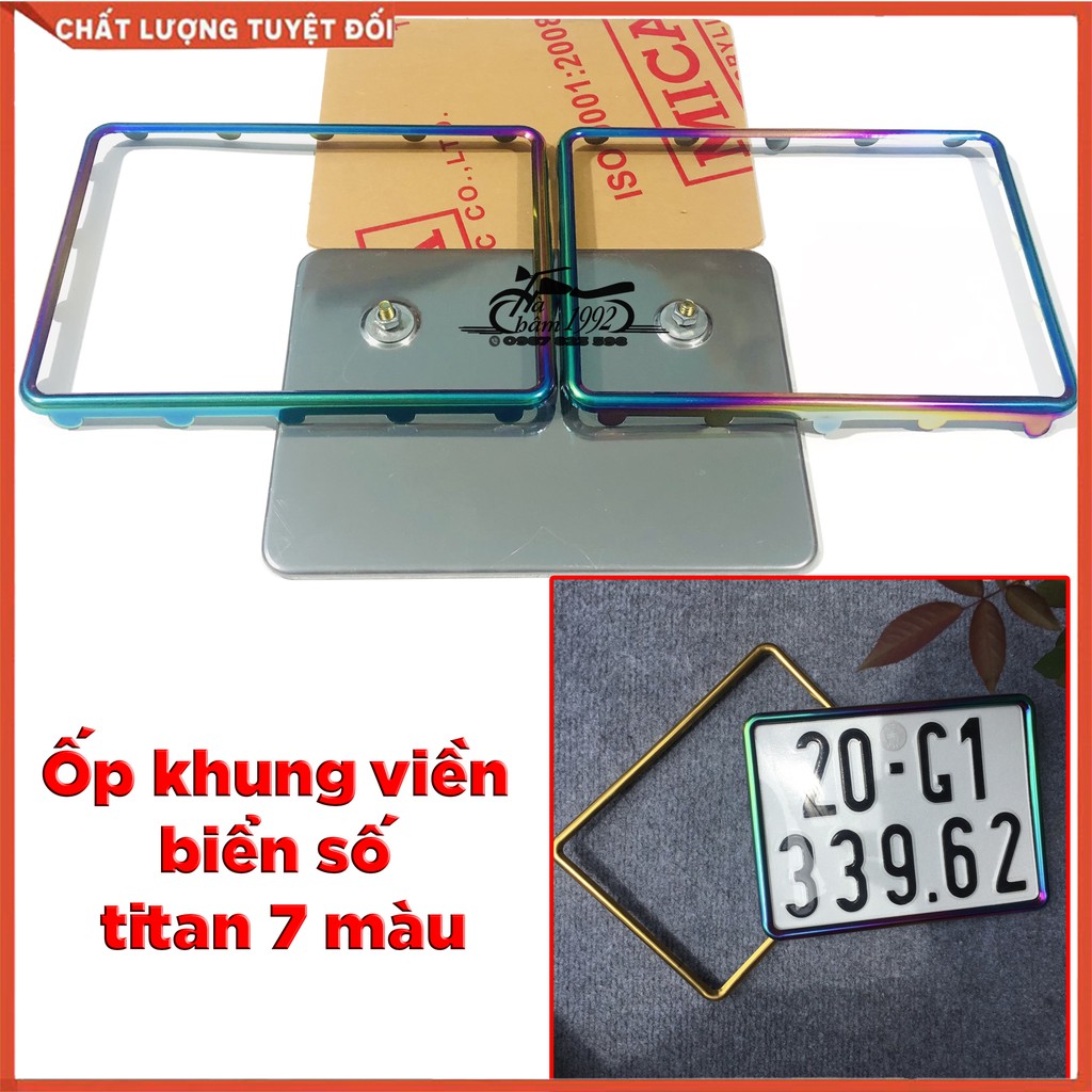 Khung ốp biển số xe máy full bộ kèm mika - xi titan 7 màu; khung ốp biển số xe máy