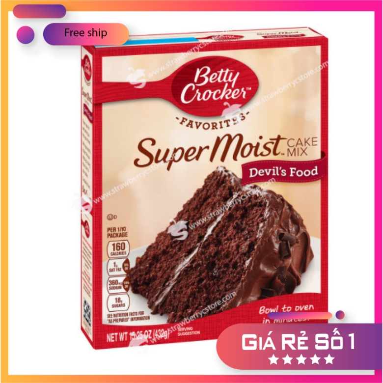 Bột làm bánh Super Moist Cake Mix Devil's Food hiệu Betty Crocker - USA