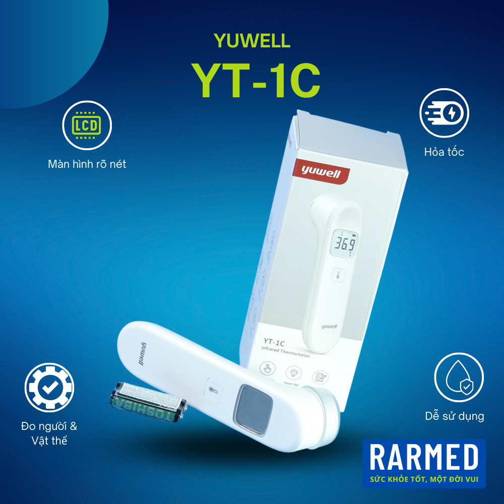 Nhiệt kế điện tử hồng ngoại đo trán Yuwell YT-1C đo dễ dàng, kết quả chuẩn