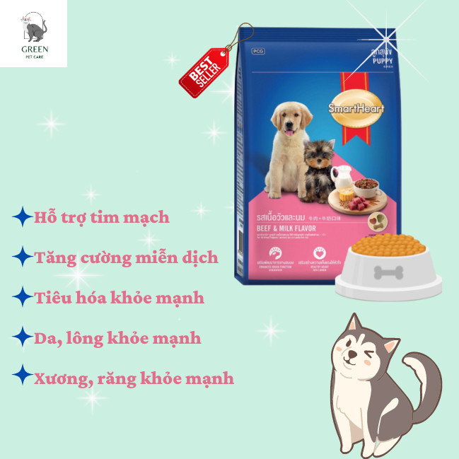 Thức ăn hạt cho chó con SmartHeart Puppy - Túi 400gr/1.5kg