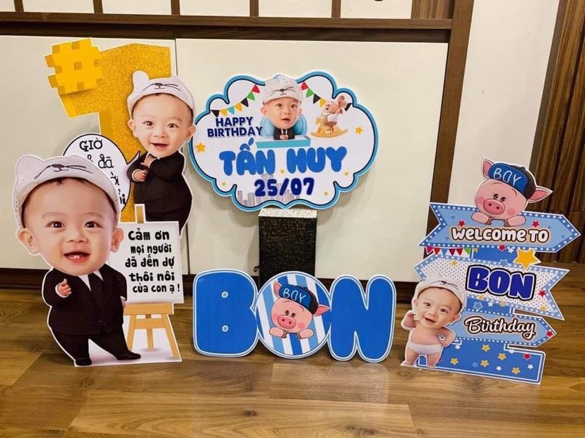 Set chibi để bàn trang trí sinh nhật bé trai 1 tuổi