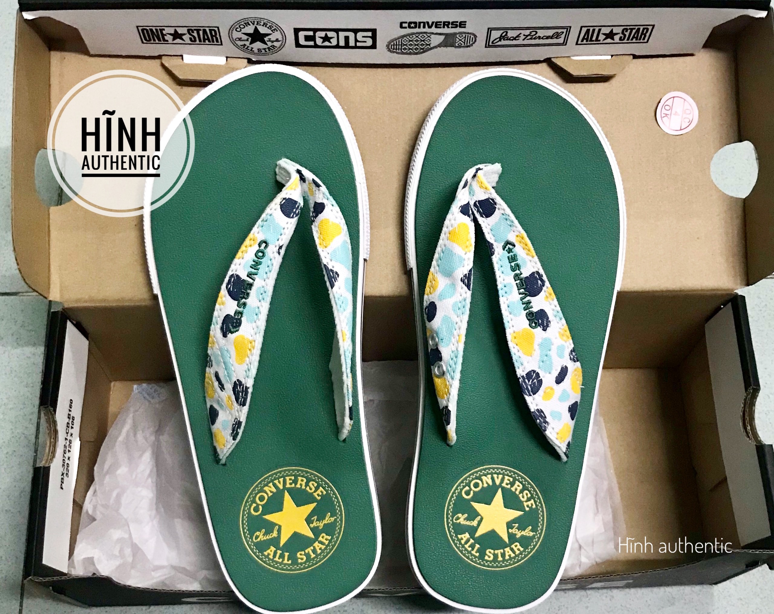 Dép Converse xanh lá quai họa tiết chính hãng