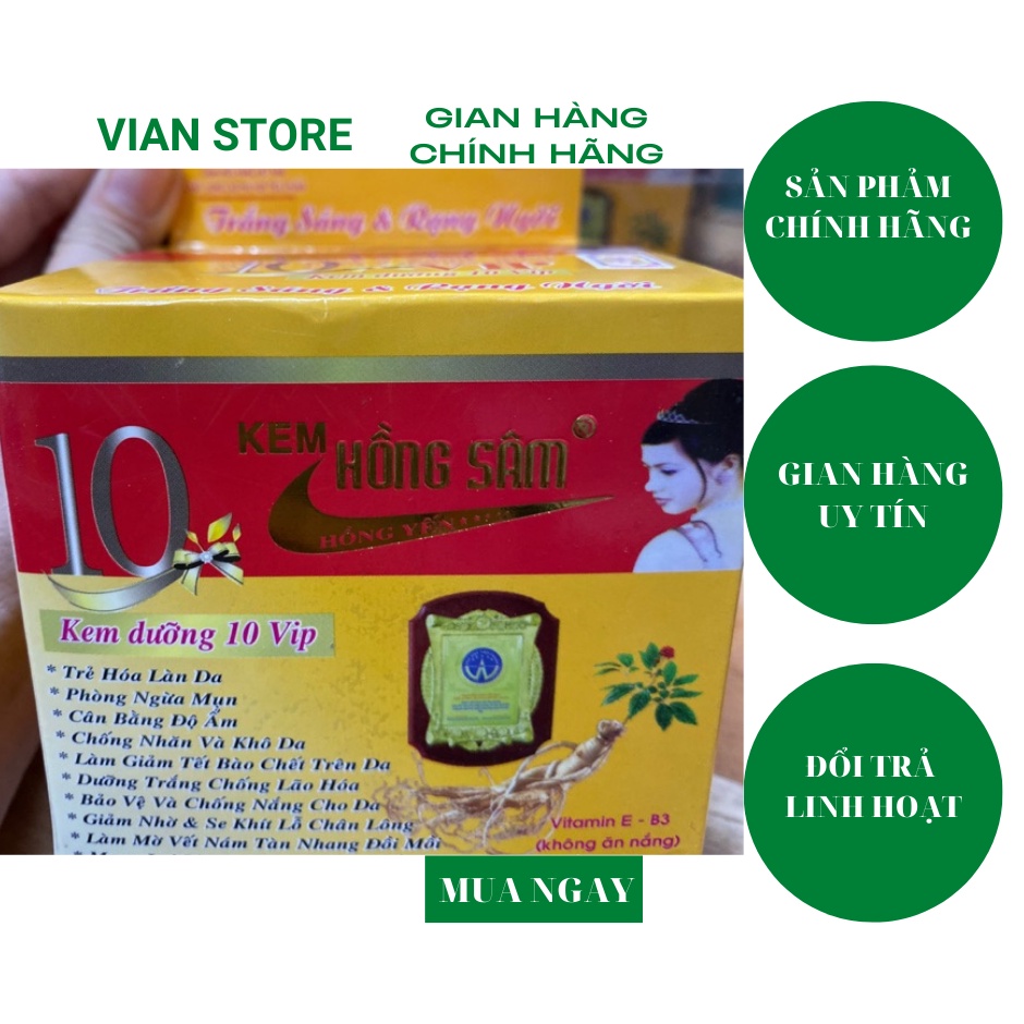 Kem hồng sâm vip 10 tác dụng