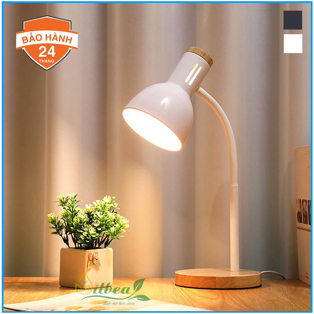 Đèn Học Đế Gỗ Để Bàn Decor Dùng Bóng Đèn LED Bulb Của Rạng Đông Chống Cận Thị