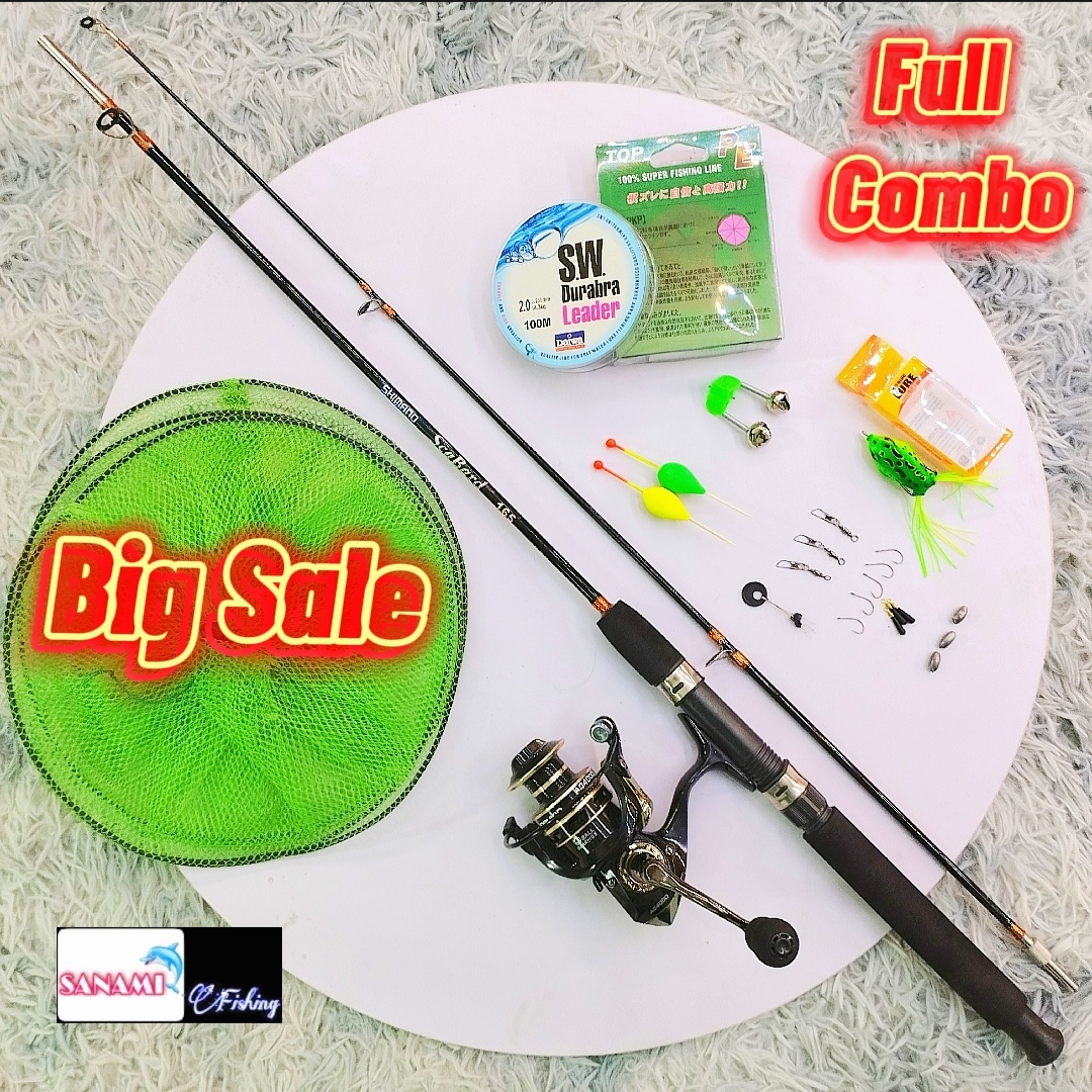 Bộ Cần Câu đặc 2 Khúc Shimano và máy AC full Kim Loại BCC02 - Sanami Fishing