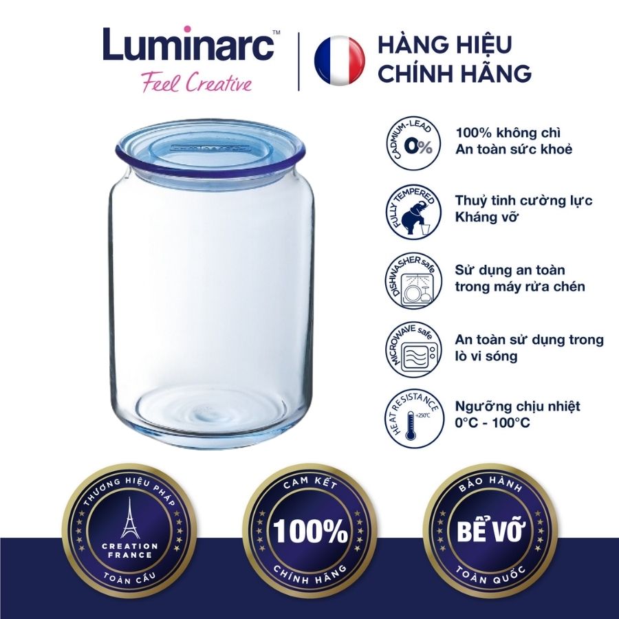 Bộ 3 hũ thuỷ tinh luminarc rondo blue 750ml- luhuj1849