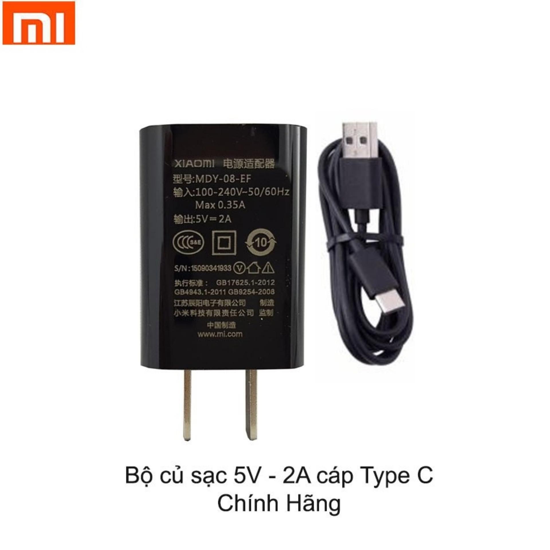 Bộ củ + cáp sạc 2a xiaomi type c cho xiaomi mi8 - hàng nhập khẩu