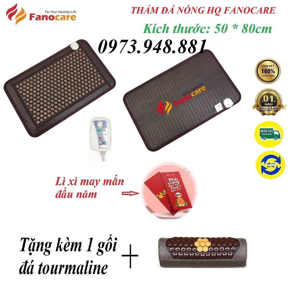 Thảm đá nhiệt nóng HQ Fanocare kích thước 50x80cm đá lục giác mắt ngọc