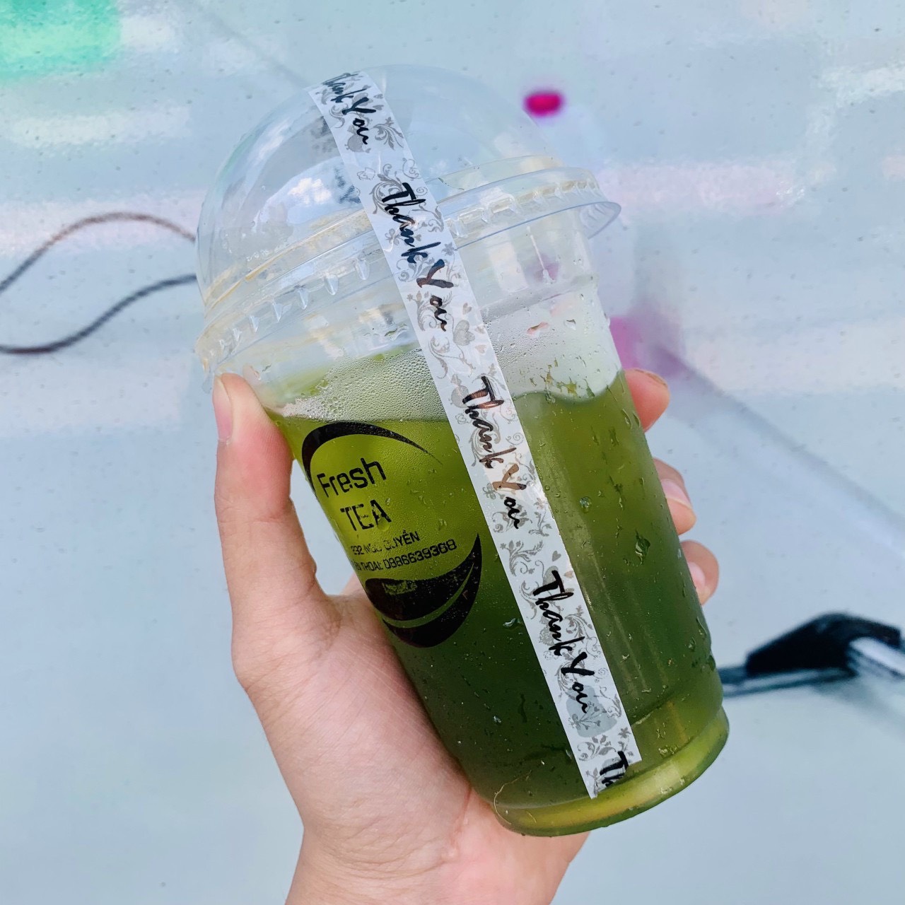Cuộn băng keo thank you dán ly cafe - nắp hộp arg111