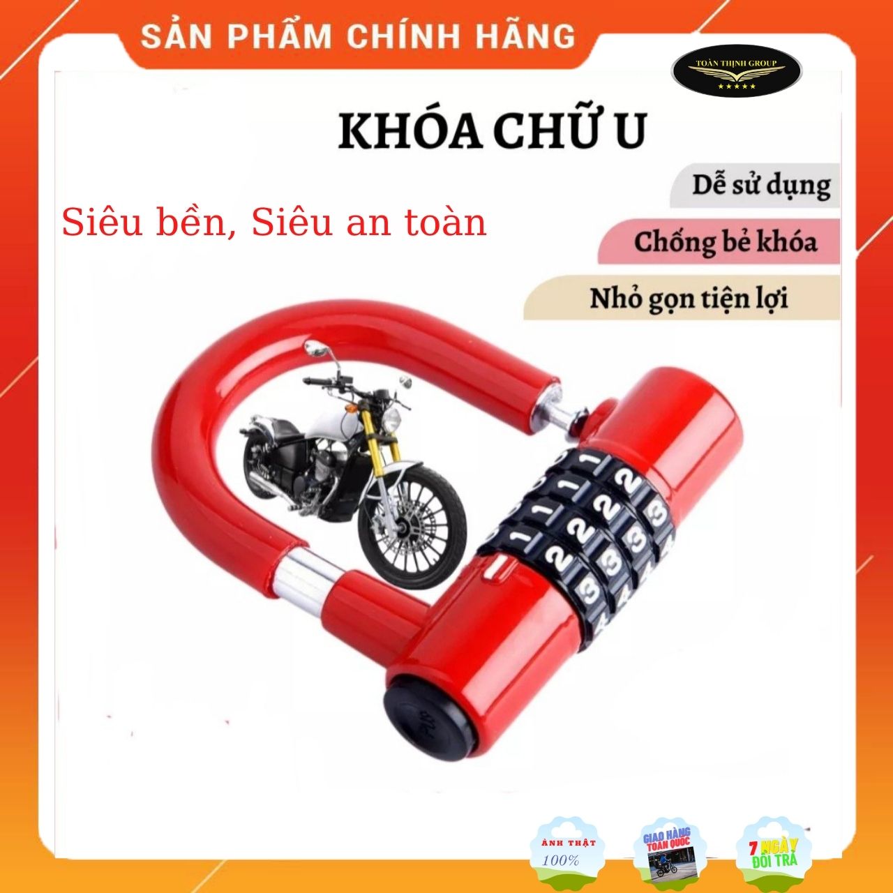 Ổ Khóa Số Chữ U Hiệu HD Cao cấp Chính Hãng Nhiều Màu, bảo mật cao và có thể thay đổi được mật mã Siêu Bền, Chắc Chắn