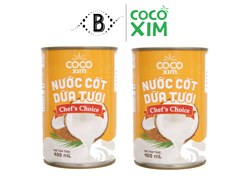 Combo 2 lon nước cốt dừa tươi từ 100% dừa nguyên chất Cocoxim Chef's Choice CB.CDCC400.0001LA - Thương hiệu COCOXIM 400ml - BALO STORE