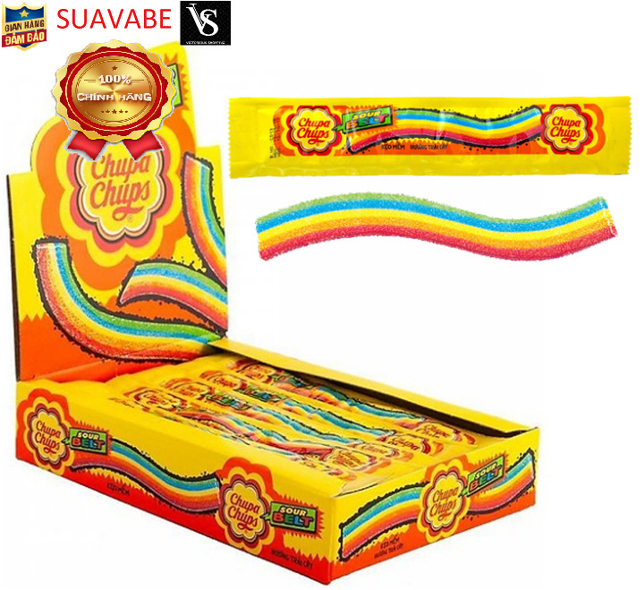 Kẹo Dẻo Chupa Chups Sour Belt (Hộp 32 Dây)