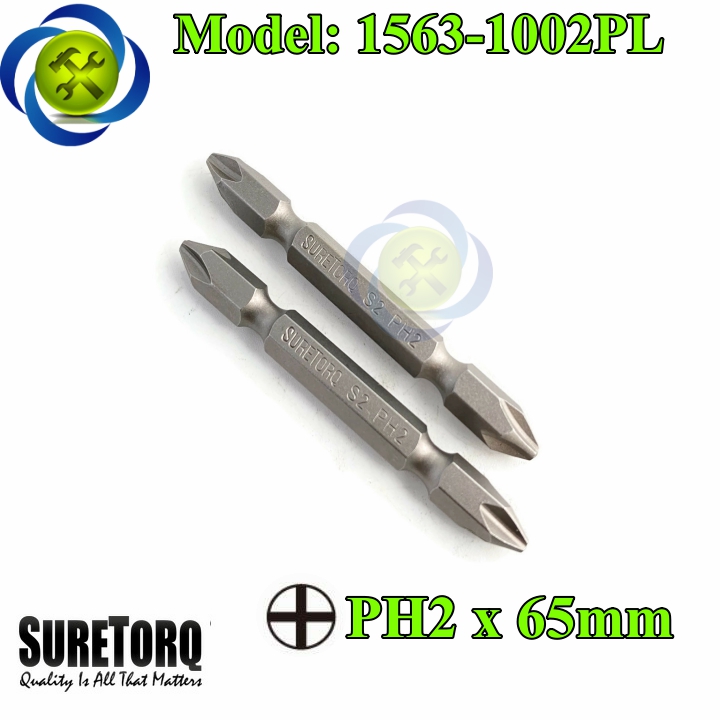 Mũi vặn vít 2 đầu ph2 suretorq 1563-1002 pl màu xám dài 65mm