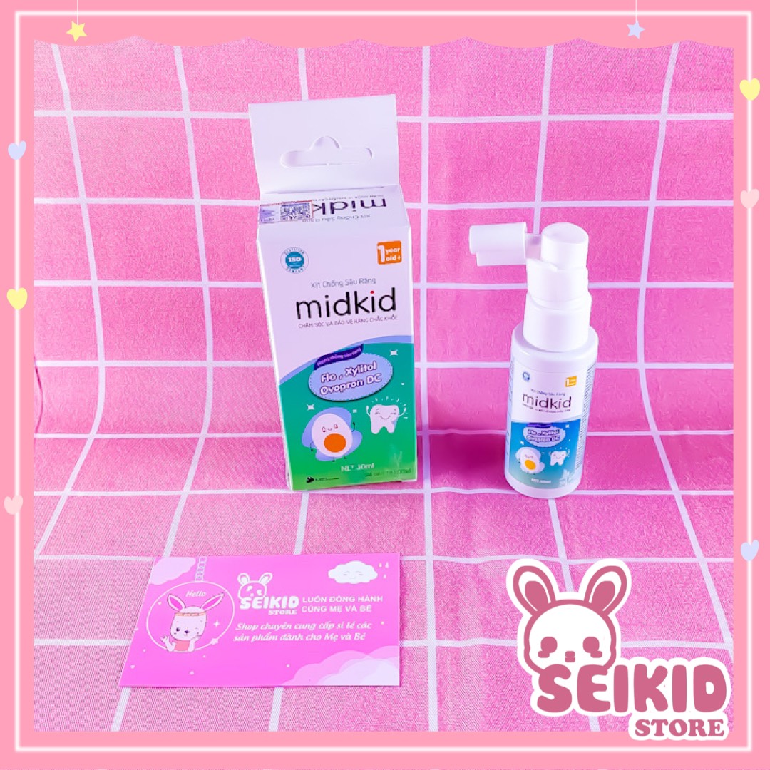 Xịt chống sâu răng, kem đánh răng dạng xịt midkid vệ sinh bảo vệ răng miệng nướu lưỡi cho bé