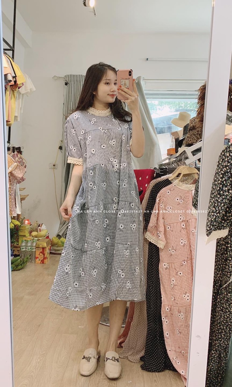 Váy suông nữ mùa hè-Đầm BABYDOLL form rộng bầu bì bon chen thoải mái (dưới 70kg)