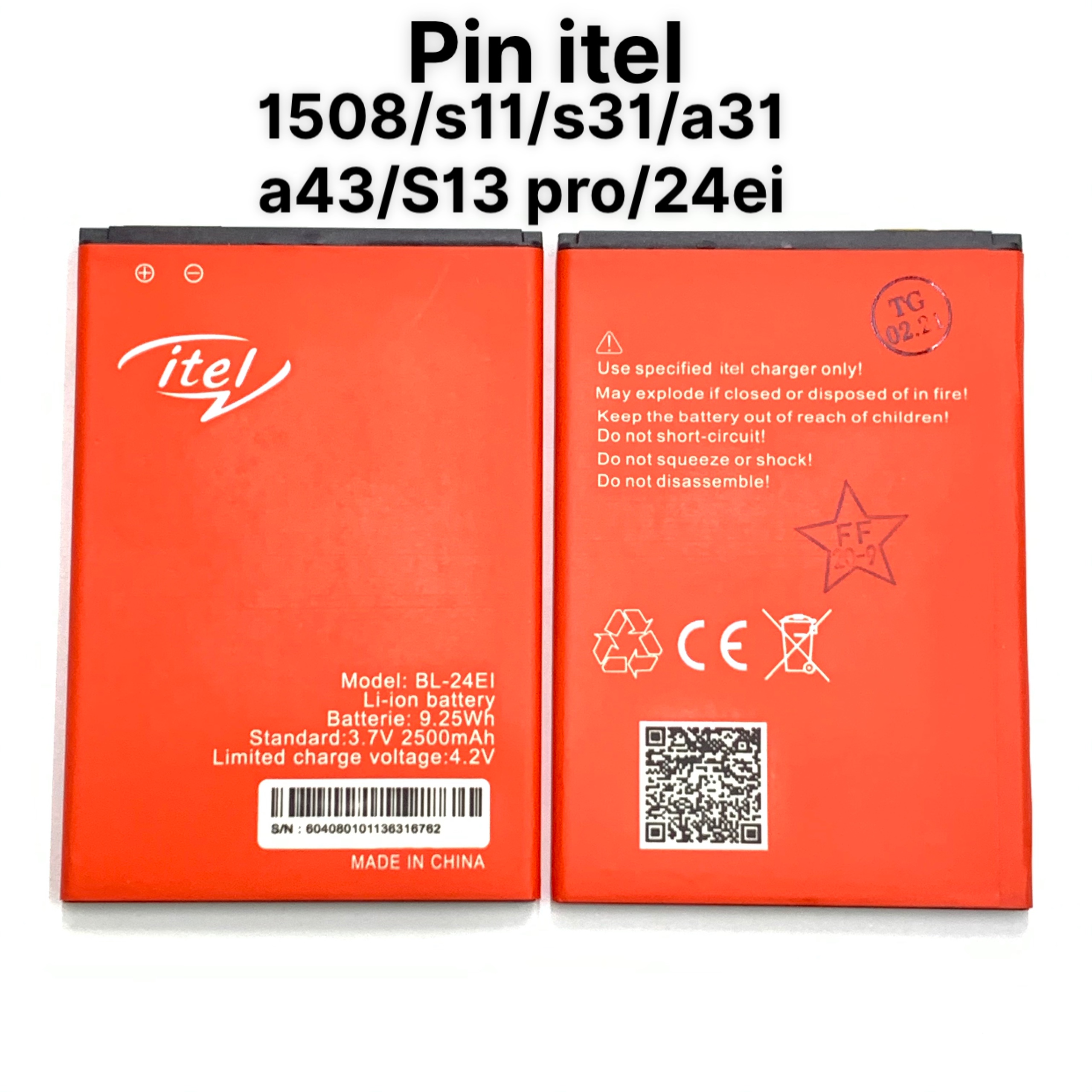 Pin Itel 1508 / s11 / s31/ a31 / a43 / s13 pro / bl-24ei - BẢO HÀNH 3 THÁNG - LINH KIỆN NAM VIỆT