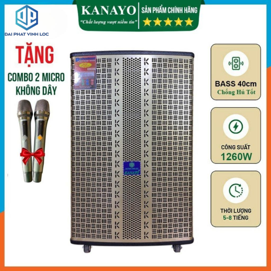 Loa Kéo Karaoke Giá Rẻ Công Suất Lớn 1260watt | Loa Kẹo Kéo 4 Tấc Tặng kèm 2 micro hát karaoke | KAN