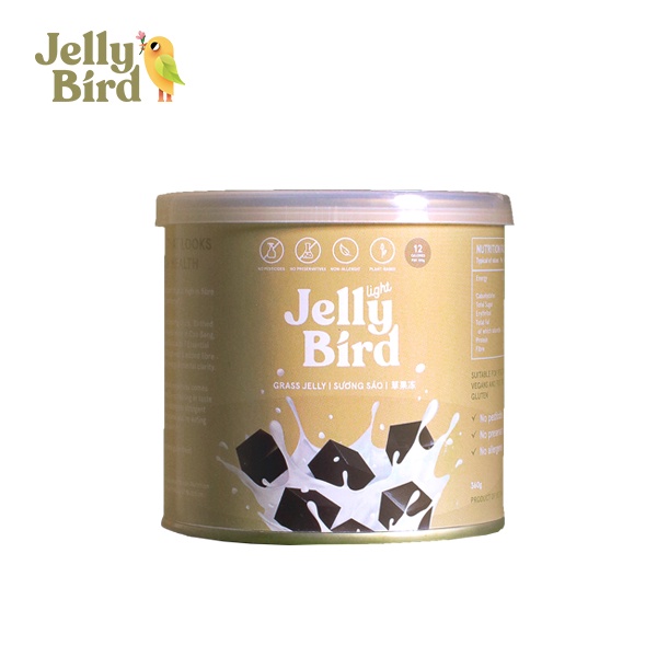 Combo2l - 2 lon thạch sương sáo jelly bird bản light không đường - thạch đen cao bằng, thạch sương sáo cao bằng