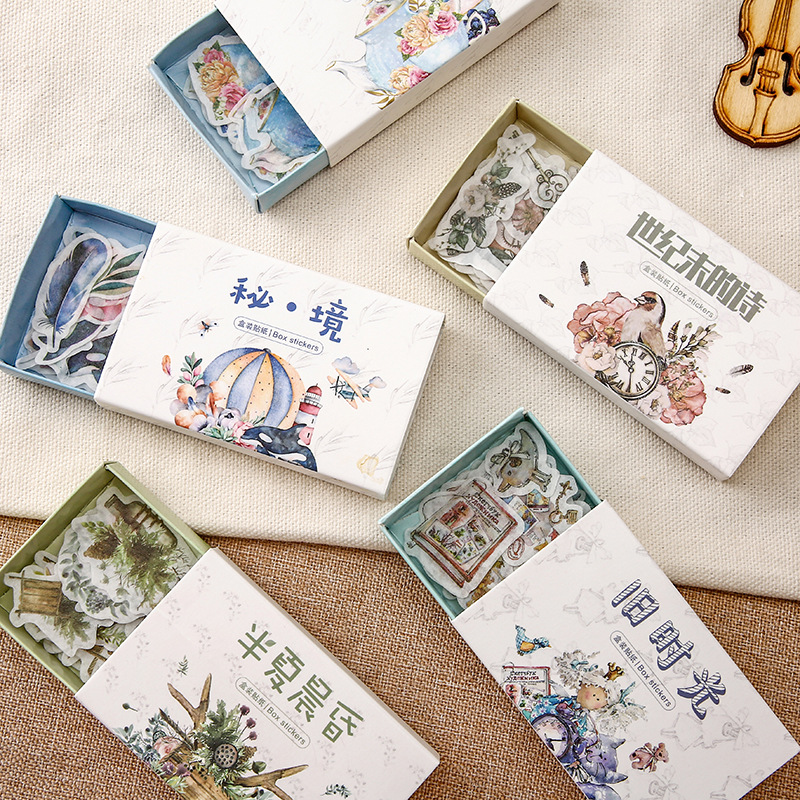 Hộp 40 sticker dán trang trí planner scrapbook Nhiều Chủ Đề