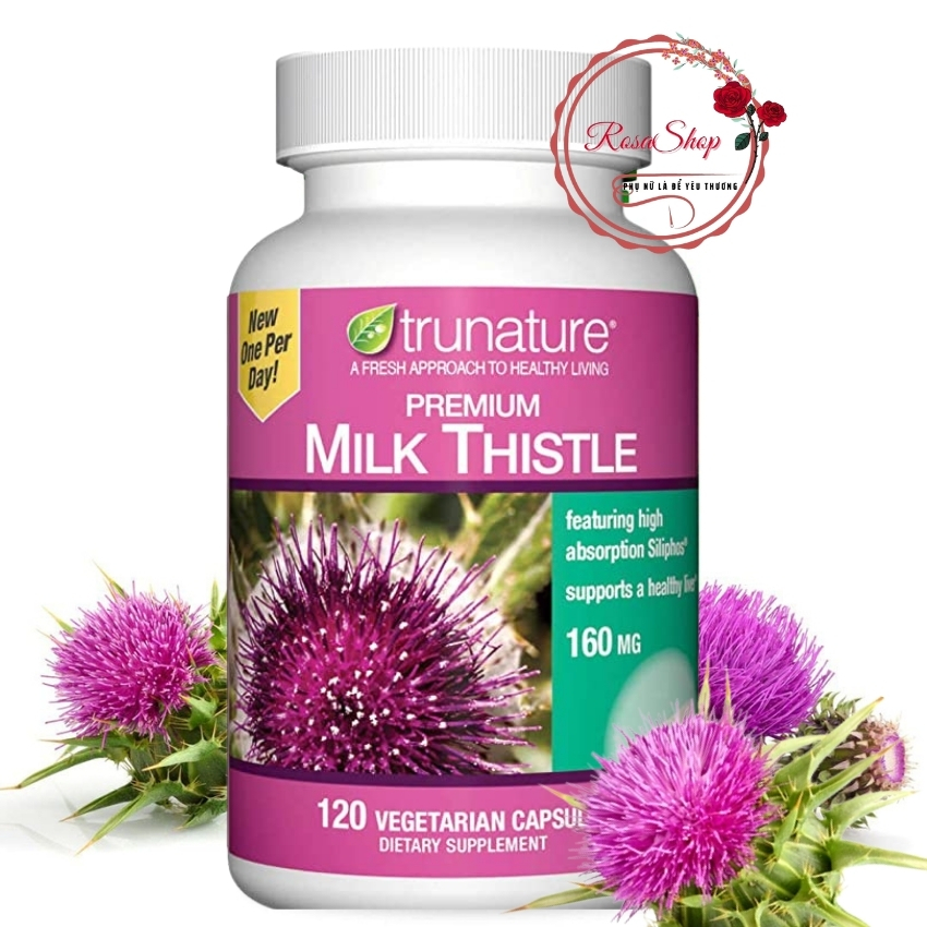 Trunature premium milk thistle 120 viên mỹ s9rosa - viên uống bổ gan, cân bằng ổn định chức năng gan, giúp làm giảm nguy cơ mắc bệnh về gan