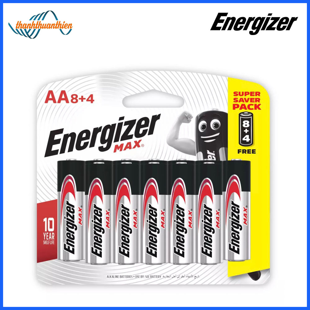 [HCM]Pin Energizer Alkaline Max AA E91 8 tặng 4
