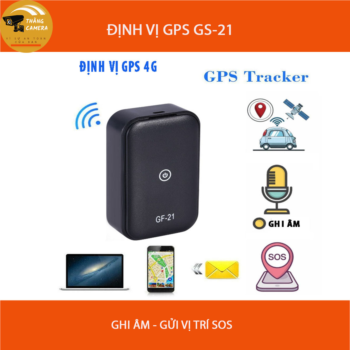 Định vị gps gf21 4g, định vị vị trí, kết hợp ghi âm, pin 10 ngày