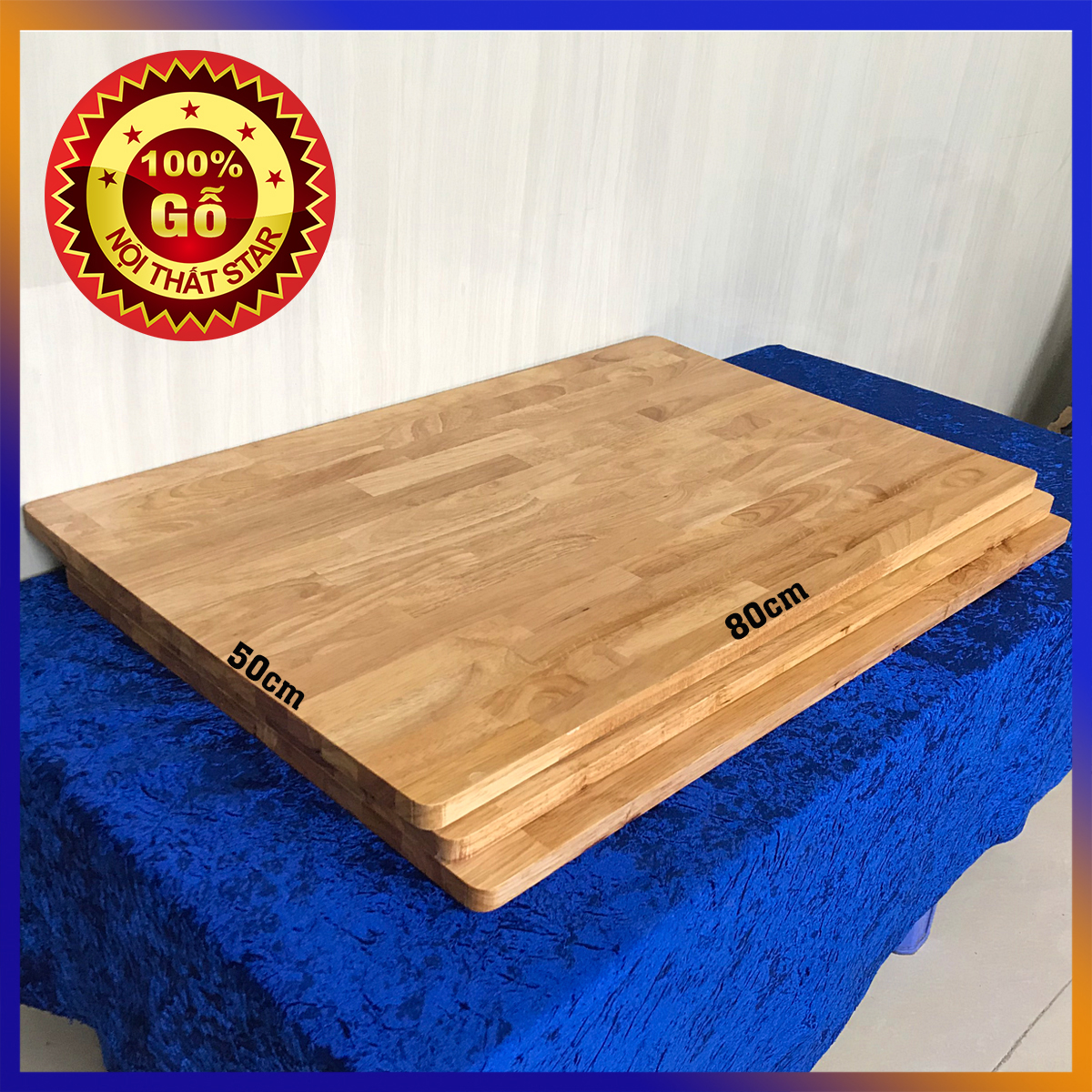 [100% gỗ] Mặt bàn gỗ cao su 50cmx80cm,Mặt bàn gỗ